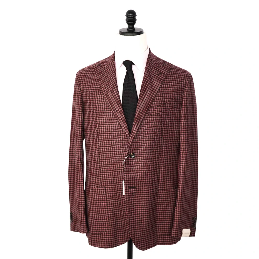 $1,995 CORNELIANI - Pink Houndstooth *17,25 Microns* Blazer - 44R